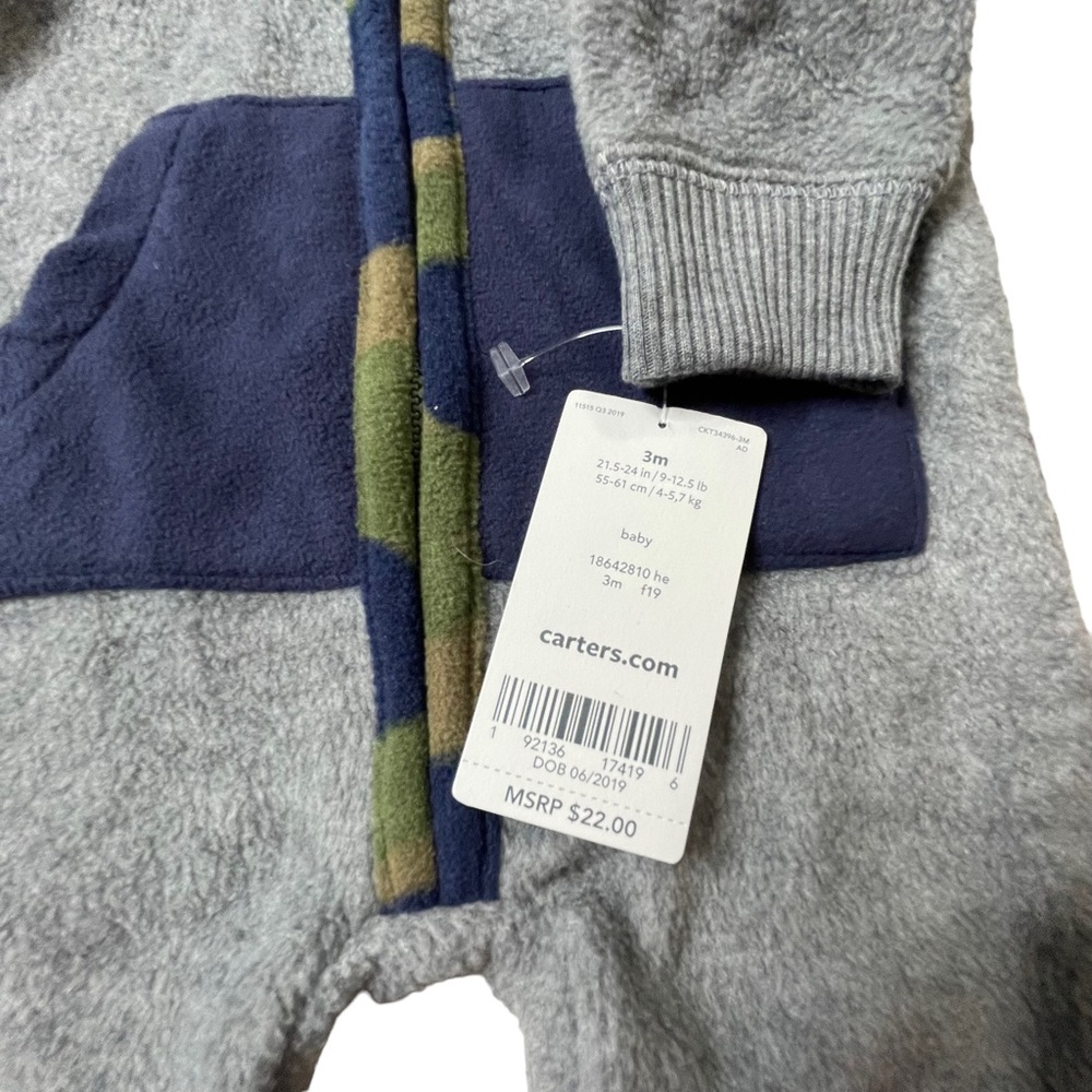 Carter’s baby boy hooded jumpsuit size 3M - Picture 7 of 13